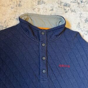 Orvis Navy Quilted Pullover- Mens Large